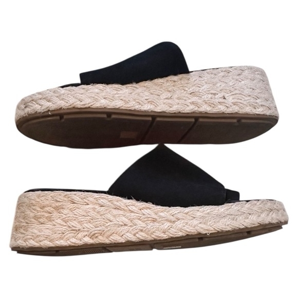 Eileen Fisher Womens Leather Toe Ring Slide On Wedge Sandals Black Size 7 - Picture 7 of 8